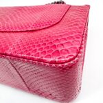 Jumbo Classic Double Flap 2014 Dragonfruit Pink Embossed Python Leather Shoulder Bag - Image 11