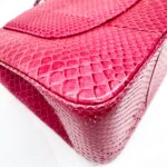 Jumbo Classic Double Flap 2014 Dragonfruit Pink Embossed Python Leather Shoulder Bag - Image 12