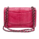 Jumbo Classic Double Flap 2014 Dragonfruit Pink Embossed Python Leather Shoulder Bag - Image 2