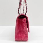 Jumbo Classic Double Flap 2014 Dragonfruit Pink Embossed Python Leather Shoulder Bag - Image 6