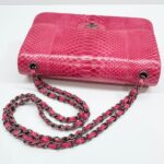 Jumbo Classic Double Flap 2014 Dragonfruit Pink Embossed Python Leather Shoulder Bag - Image 7