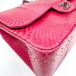 Jumbo Classic Double Flap 2014 Dragonfruit Pink Embossed Python Leather Shoulder Bag - Image 9