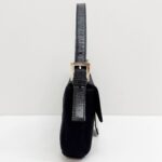 Baguette Black Neoprene Shoulder Bag - Image 4