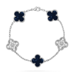 CLOVER 5 MOTIF PIETERSITE BRACELET COLLECTION - Silver, Diamond