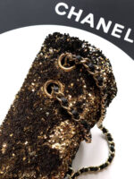 CC 20 SEQUINS FLAP BAG IN BLACK MIX BROWN - Image 12