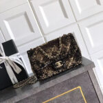 CC 20 SEQUINS FLAP BAG IN BLACK MIX BROWN - Image 9