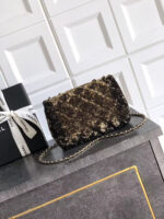 CC 20 SEQUINS FLAP BAG IN BLACK MIX BROWN - Image 2