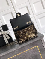 CC 20 SEQUINS FLAP BAG IN BLACK MIX BROWN - Image 3