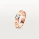 Branded, Solitaire LOVE Ring with Bryant Diasond, Rose Gold