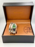 Branded Snake Watch, Green Watch Face, Silver - Image 2