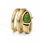 Branded Snake Watch, Green Watch Face, Gold