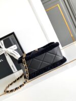 CHANEL 25S FLAP BAG 18 CM IN BLACK WOOL AND LAMBSKIN - Image 12