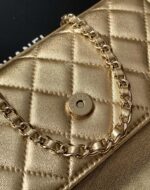 CHANEL 25S KELLY BAG 18 IN GOLD METALLIC LAMBSKIN WITH GOLD HARDWARE - Image 3