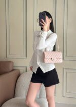 CHANEL 25S CLASSIC FLAP BAG 25 CM IN LIGHT PINK LAMBSKIN WITH GOLD HARDWARE - Image 9