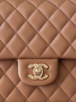 CHANEL 25S CLASSIC FLAP BAG 25 CM IN LIGHT BROWN LAMBSKIN WITH GOLD HARDWARE - Image 11