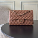 CHANEL 25S CLASSIC FLAP BAG 25 CM IN LIGHT BROWN LAMBSKIN WITH GOLD HARDWARE - Image 10