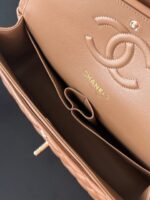 CHANEL 25S CLASSIC FLAP BAG 25 CM IN LIGHT BROWN LAMBSKIN WITH GOLD HARDWARE - Image 14