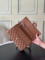 CHANEL 25S CLASSIC FLAP BAG 25 CM IN LIGHT BROWN LAMBSKIN WITH GOLD HARDWARE - Image 9