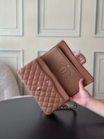 CHANEL 25S CLASSIC FLAP BAG 25 CM IN LIGHT BROWN LAMBSKIN WITH GOLD HARDWARE - Image 8