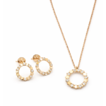 Branded Paris Neckless and Earrings Set Rose Gold