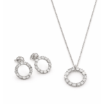 Branded Paris Neckless and Earrings Set Silver
