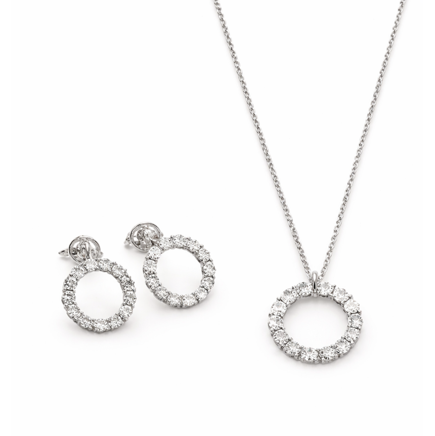 slv.png Branded Paris Neckless and Earrings Set Silver - Image 1
