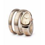 Branded Snake Watch, Champagne Watch Face, Rose Gold & Silver