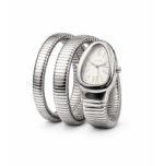 Branded Snake Watch, Champagne Watch Face, Silver