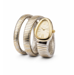 Branded Snake Watch, Champagne Watch Face, Gold & Silver