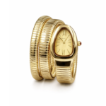 Branded Snake Watch, Yellow Watch Face, Gold