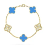CLOVER 5 MOTIF BLUE AGATE BRACELET COLLECTION - Image 3