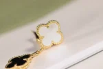 CLOVER EARRINGS GOLD ONYX MOP 3 MOTIF - Image 5