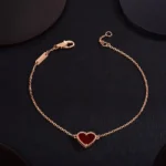 HEART CARNELIAN PINK GOLD BRACELET - Image 2