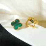 CLOVER MEDIUM 1 MOTIFS MALACHITE EARRINGS - Image 3
