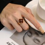 CLOVER CARNELIAN RING ROSE GOLD DIAMOND - Image 5