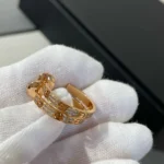 LOVE DIAMOND PINK GOLD HOOP EARRINGS - Image 3