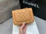MINI SQUARE FLAP BAG 17CM BROWN LAMBSKIN GOLD HARDWARE - Image 5
