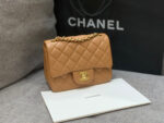 MINI SQUARE FLAP BAG 17CM BROWN LAMBSKIN GOLD HARDWARE - Image 14