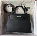 HM KELLY 25CM BLACK EPSOM SILVER HARDWARE
