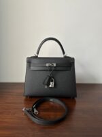 HM KELLY 25CM BLACK EPSOM SILVER HARDWARE - Image 2