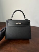 HM KELLY 25CM BLACK EPSOM SILVER HARDWARE - Image 12