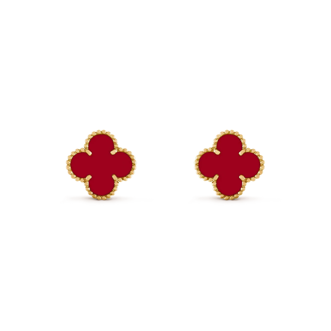 1626729_85b9dc0d-e65b-458f-8dc0-9c6e26ac9868.webp CLOVER MEDIUM 1 MOTIFS CARNELIAN EARRINGS - Image 1
