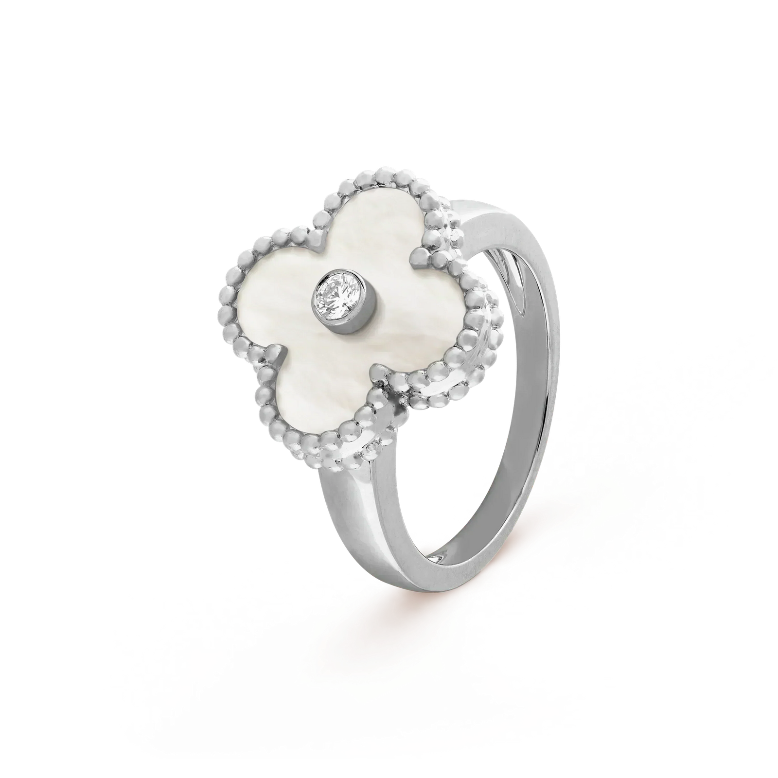 1626811_d86dfd59-c174-44aa-91d0-6b0f6b286527.png CLOVER SILVER MOP DIAMOND RING - Image 1