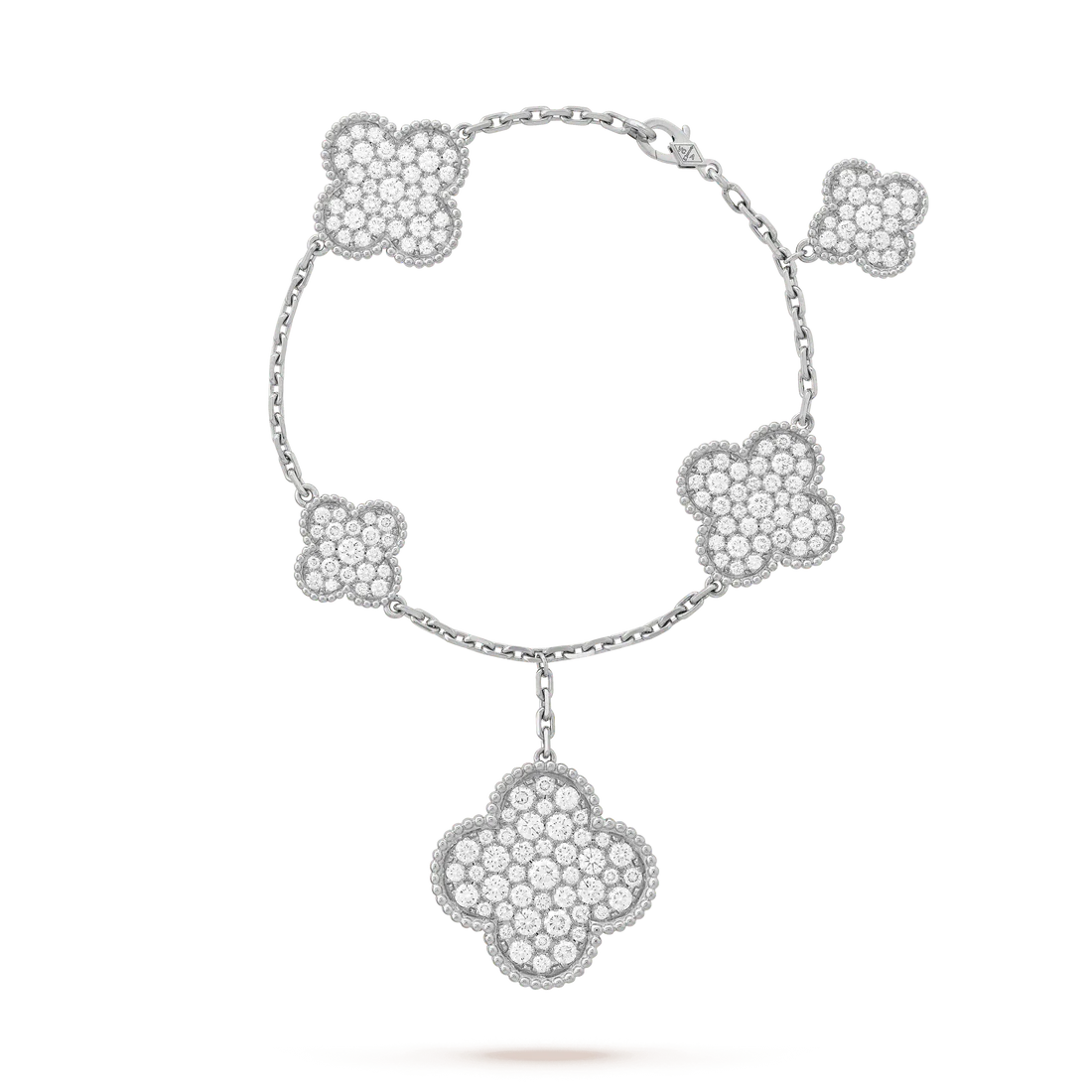 1627001_ccd6db62-6d6d-41f0-b9f4-c180281bac55.webp CLOVER 6 MOTIFS SILVER DIAMOND BRACELET - Image 1