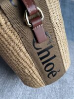 SMALL WOODY BASKET 17 IN NATURAL FIBERS BROWN WEBBING DARK BROWN CALFSKIN - Image 2