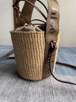 SMALL WOODY BASKET 17 IN NATURAL FIBERS BROWN WEBBING DARK BROWN CALFSKIN - Image 11