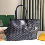 CHIEN GRIS BAG 33 IN NAVY BLUE GOYARDINE CANVAS AND TAN CALFSKIN TRIM - Image 10