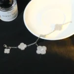 CLOVER BRACELET 5 MOTIF SILVER DIAMOND PAVED - Image 3