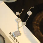 CLOVER BRACELET 5 MOTIF SILVER DIAMOND PAVED - Image 2