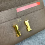 HM CLUTCH CONSTANCE 22 ASH BROWN CALFSKIN GOLD HARDWARE - Image 5